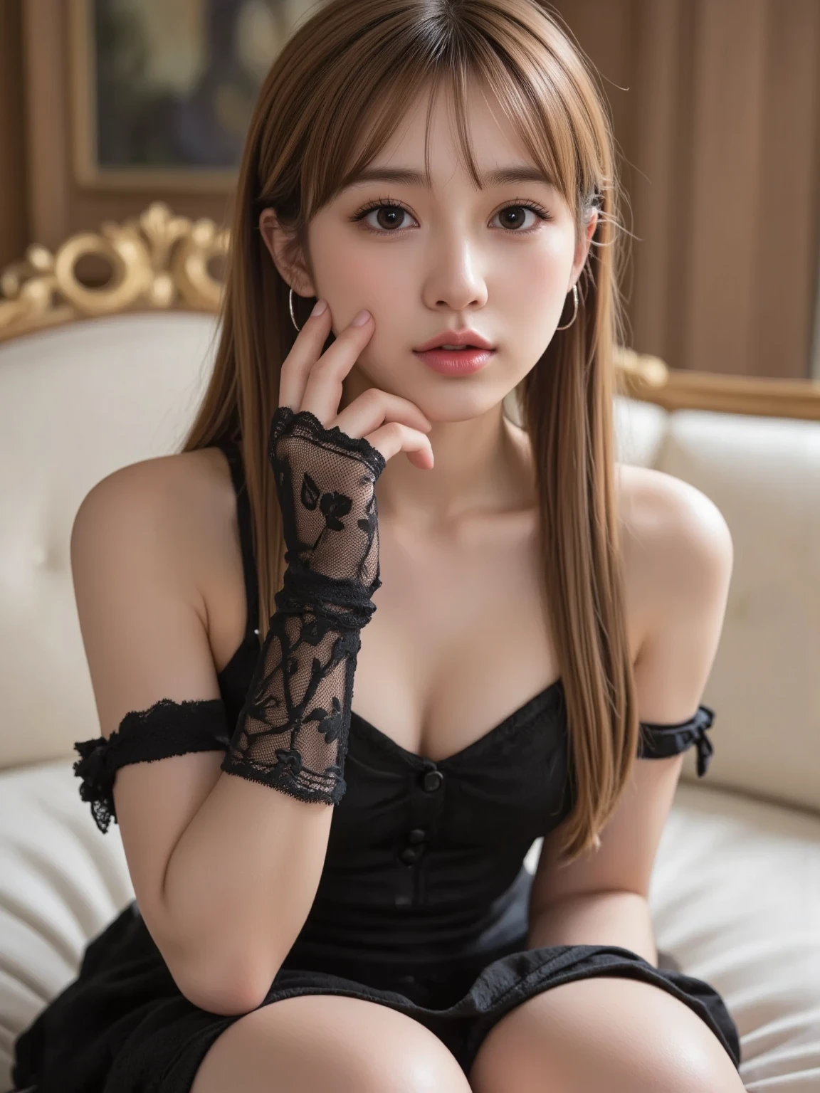 (((masterpiece))), 4k res, highly detailed, (((extremely detailed eyes))), detailed background, cinematic lighting, crystal clear eyes, high quality, highres, ultra-detailed, 8k, best quality, 1girl, solo, shadow, backlighting, light particles, smile,grey hair,long hair,hair ornament, blue eyes,braided ponytail,puffy sleeves,gold trim,gloves,bodysuit,large breasts,breast curtain, shoulder cutout,covered navel,hip vent,clothing cutout, tassel,(masterpiece:1.3), (the best quality:1.2), (super fine illustrations:1.2), (Masterpiece), high quality, high detail,(SOLO:1.4),((round image)), whole body, 1girl, (((shenhe,genshin impact))), smile, blush, closed mouth