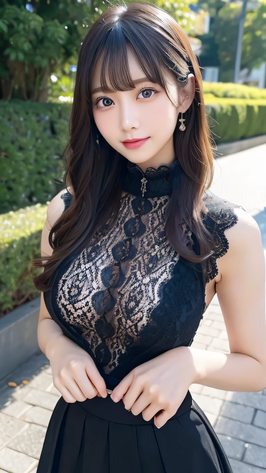 (highest quality、masterpiece:1.3、Ultra-high resolution)、(Very detailed、Caustics)、Ample breasts、(Beautiful and detailed、No makeup)、One Woman、Japanese Girls、Black Hair、Medium Hair