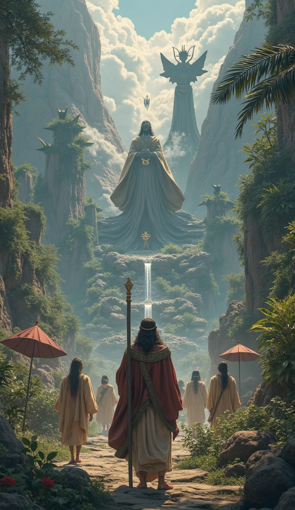 There is a huge stone statue in the middle of the forest., stone eyes, Virtually unreal, IMAX movie images, By Jang Seung Op, Still in style, Cybertronics Hindu Temple, face close up, PlayStation 3, Autodesk, The Marvel movie still exists, graveyard