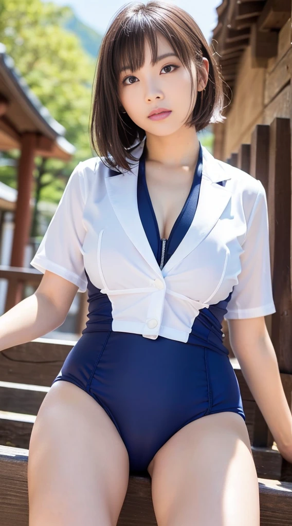 ((Highest quality)), ((masterpiece)), (detailed), One girl, sexy, ((Women Journalists))、((suits:1.5))、Extraordinary beauty、(((a miniskirt)))、((Unbutton your shirt、Chest is open:1.5))、((Revealing clothing))、Short-cut hairstyles 、Women in Japan、Photorealsitic、Beautiful detailed eyes、Hyper-Realism、highcontrast、ultra HD、realistic skin textures、Top image quality、top-quality、超A high resolution、Fine details、Very meticulously, wet front open shirt:1.4, nsfw, (spread pussy:1.3), sweaty (8:1), 8k wallpaper, Sexy thighs, (high-heels:1.5), thong:1.2
