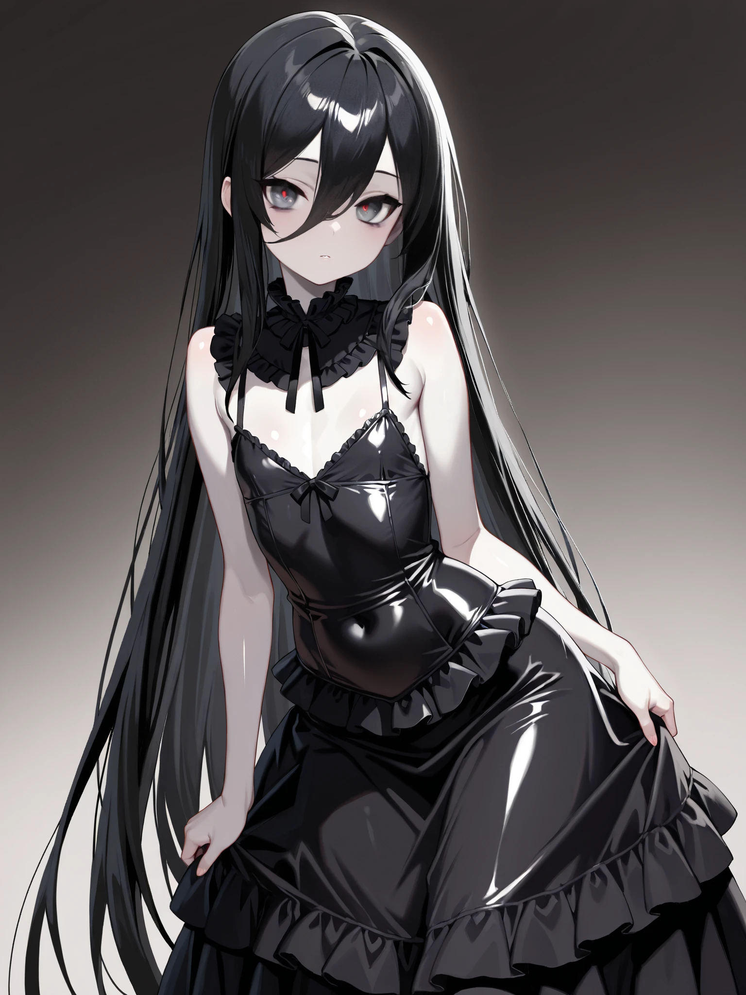 Certainly! Here are just the physical characteristics of Albedo:
- Long black hair.
- Intense red eyes.
- Pale and radiant skin.
- Demon horns bent backwards.
- Wears a tight white bodice.
- Black skirt up to the thighs.
- Black gloves.
- Black knee-high boots.
These are the main physical characteristics of Albedo in "Overlord".