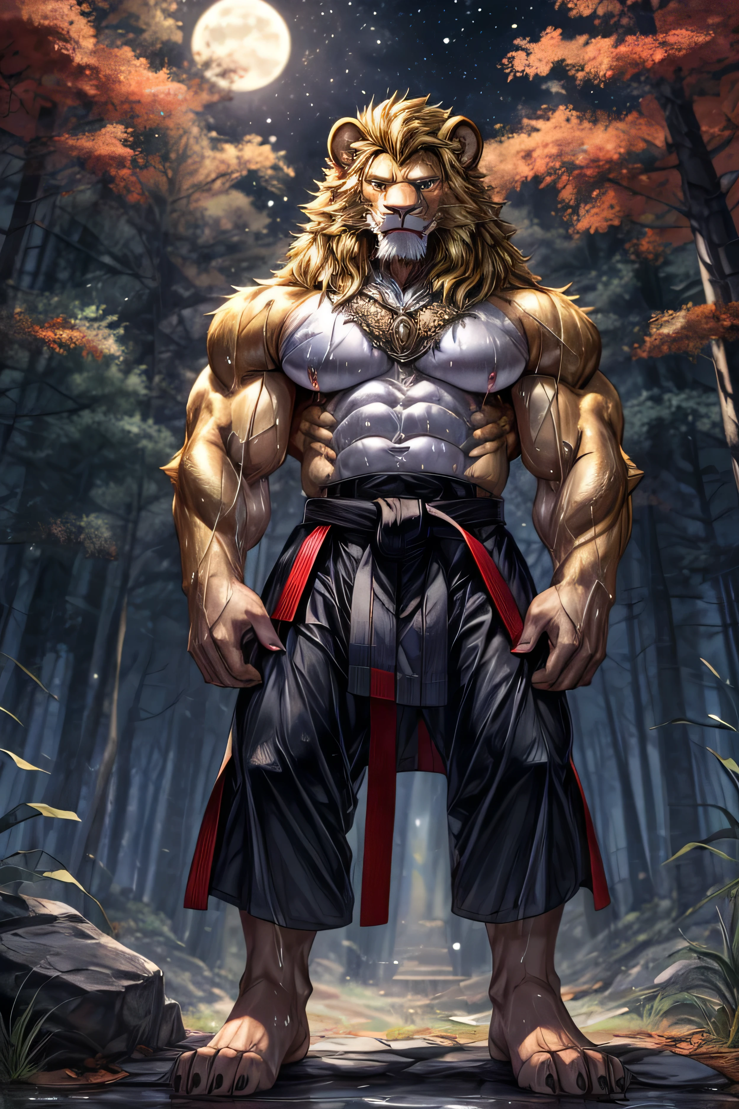 (masterpiece, Best quality:1.2), Lion Teen Boy, winter, body covered in Scarlet fur, Furry style, Muscle flex, sexual, horny, very muscular wild ,full height,very short blond hair,freckles on the body and face,amber eyes,defined muscles,sharp focus, friendly, Naked, tatoo over biceps