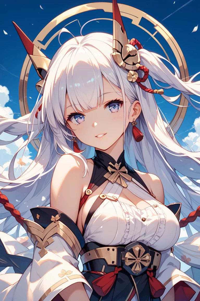 ((最好的质量)), ((杰作)), (详细的), 完美的脸 ,,white long glowing hair,red eyes,(jewelry),lolita,gothic,star in the eyes,lace,((bare shoulders)),(detailed red dress),(hair flower),a huge golden full moon,make up,lipstick,(looking at viewer),little butterflies,(((dreamlike))),macro lens,depth of focus