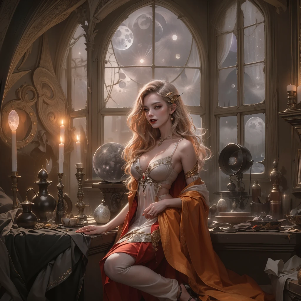 perfect face, perfect body, full body, perfect hand, good hand, good fingers, / colorful design , mythical, erotic, sunlight, glowing light,/ fatal seduction, erotic pose, look at far away ,/ big eyes, nice girl, red lips, light pink dress 