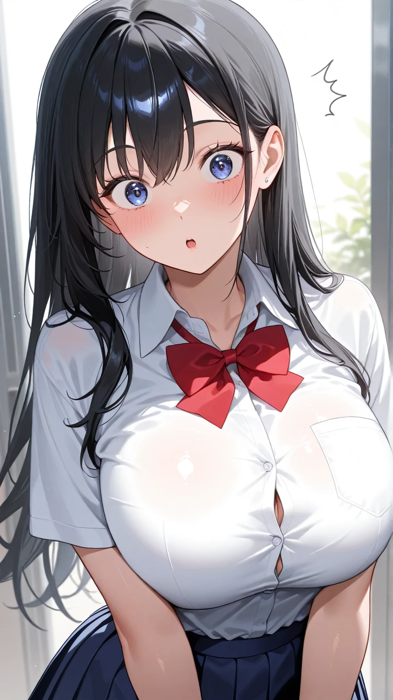 The crazy guy in my heart Anna Yamada Black Hair Long Hair Fair skin Big Breasts uniform nude tall Women See-through bra