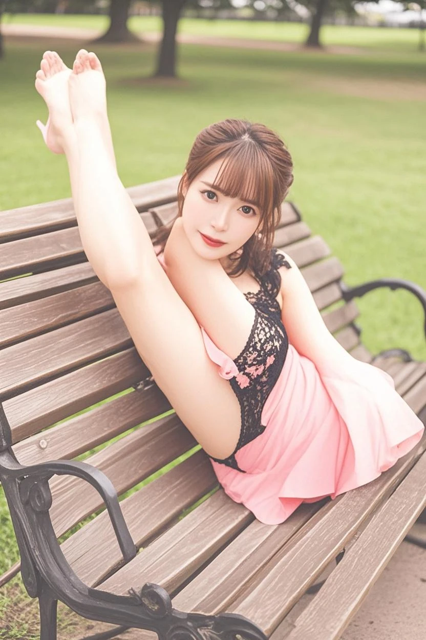 highest quality、8k Masterpiece、超A high resolution、(Photorealistic:1.3)、RAW Photos、1 girl、Long black hair in a ponytail swaying in the wind、Glowing Skin、((Ultra-Realistic Details))、Portrait、Global Illumination、Shadow、Octane Rendering、8k、Super sharp、Beautiful breasts、Metal、Cold colors、、Very intricate details、Realistic Light、CGSoation Trend、Beautiful Eyes、Shining Eyes、To the camera、Neon Details、20age、Mean、Small devil、Obscene、wide shot、full body、Silver charm on the ankle、smile、Young body shape、未来的な白いIdol衣装、Cosplay、A little sexy、Moe、very cute、cute、pure、virgin、love、Idol、pink、見たこともなほど可愛いIdol衣装、A girly cafe with gentle sunlight