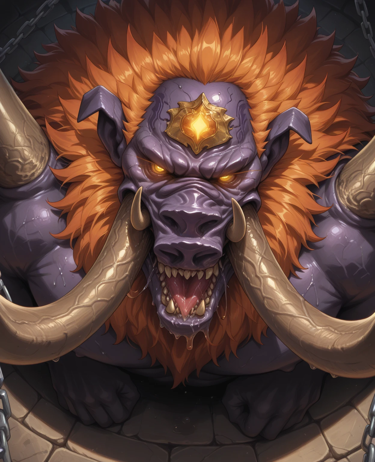 rpp, portrait of a fat and ugly demon, illustration, concept art, in the style of greg rutkowski <lora:dnd_portrait-planetouched:0.9>