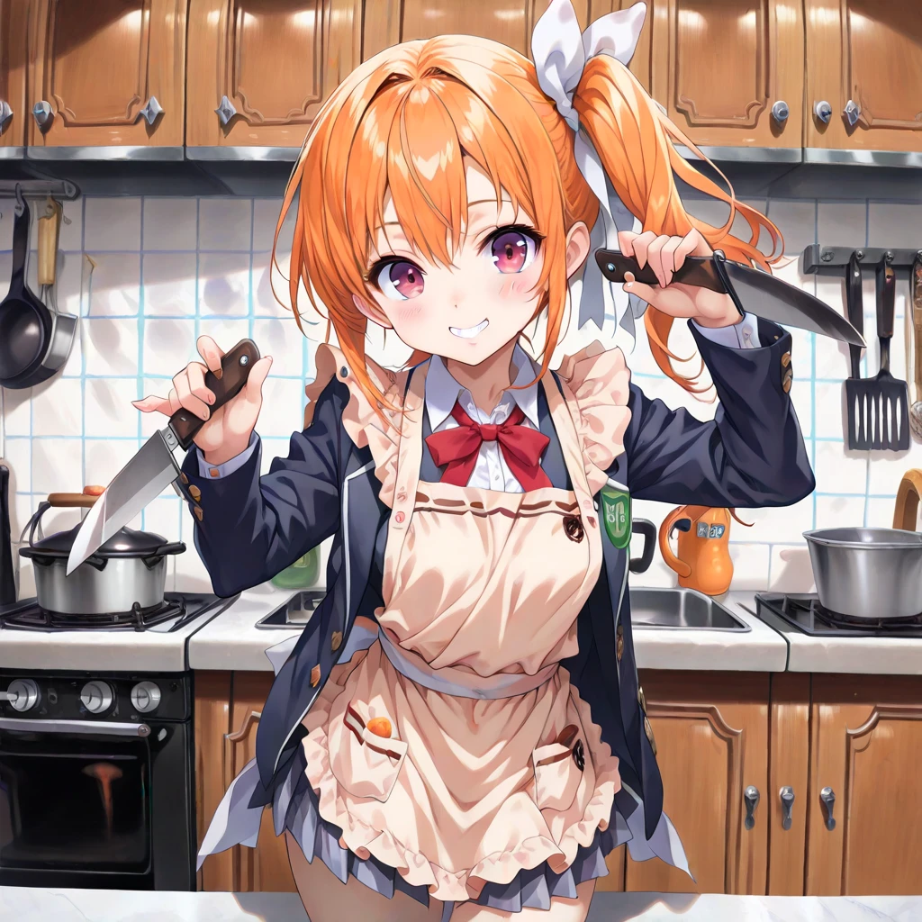 1girl,sincos, ningen mame, toosaka asagi,solo,medium ,20yo,maid,maid headdress,
licking knife, <lora:lickingknife_XL_v1:0.8>
tongue out, holding knife, blood,saliva,
, feet out of frame, looking up, orange hair, orange eyes,grimace, shrine, open mouth, short ponytail hair,,
best quality, very aesthetic, absurdres