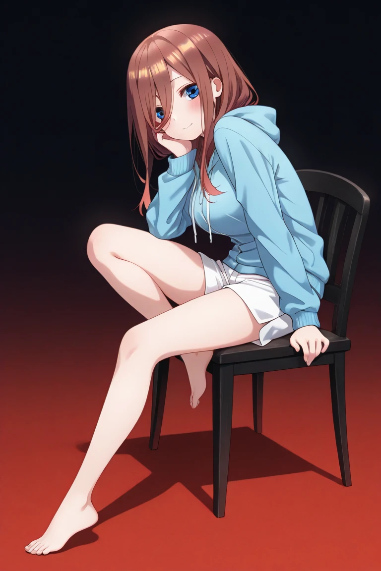 、Chestnut Hair、Semi-long hair、Blushing、Brown eyes、On the sofa、living