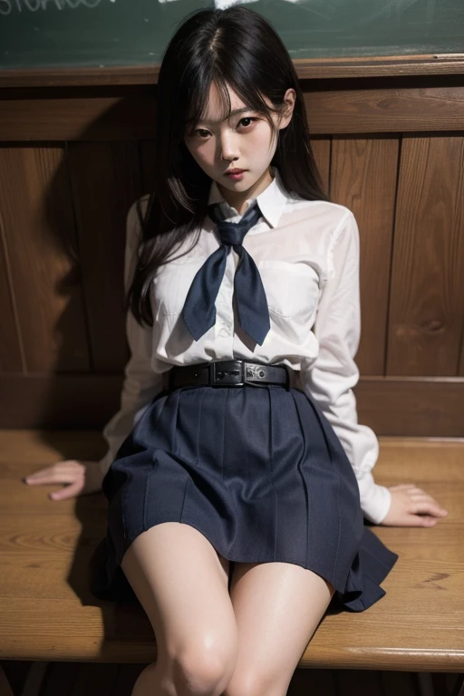ulzzang-6500-v1.1, (raw photo:1.2), (photorealistic:1.4), beautiful detailed girl, very detailed eyes and face, beautiful detailed eyes, ridiculous, incredibly ridiculous, huge file size, super detailed, high resolution, very detailed, best quality, masterpiece, kemomimi, ((Japanese girls' high school uniform)), illustration, very detailed, CG, unified, 8k wallpaper, amazing, Fine details, masterpiece, best quality, very detailed CG uniform 8k wallpaper, light on face, cinematic lighting, 1girl, 16 years old, ((no panties)), ((dynamic pose))), (camel toe), (half), (pantyhose), (knee-bending leg sitting))