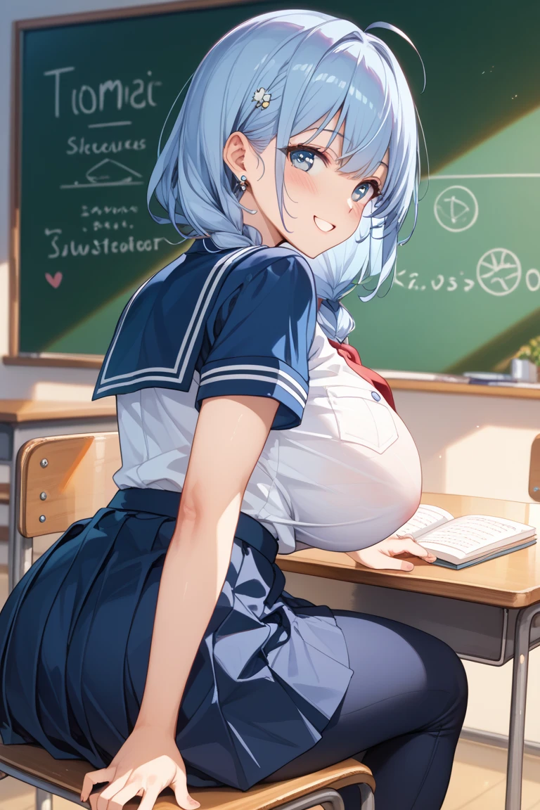 Ultra-high resolution, 8k,high quality,(Ultra-short stature,Gargari body,cowboy shot , ((no hat:1.3))),Slender,Cute hairstyle,(Side view,Cunning Hand),(iridescent light,soft shadow,Anime Painting,thin line drawing),((((super enormous cartoon-like tits,school uniform、Girl、)))),