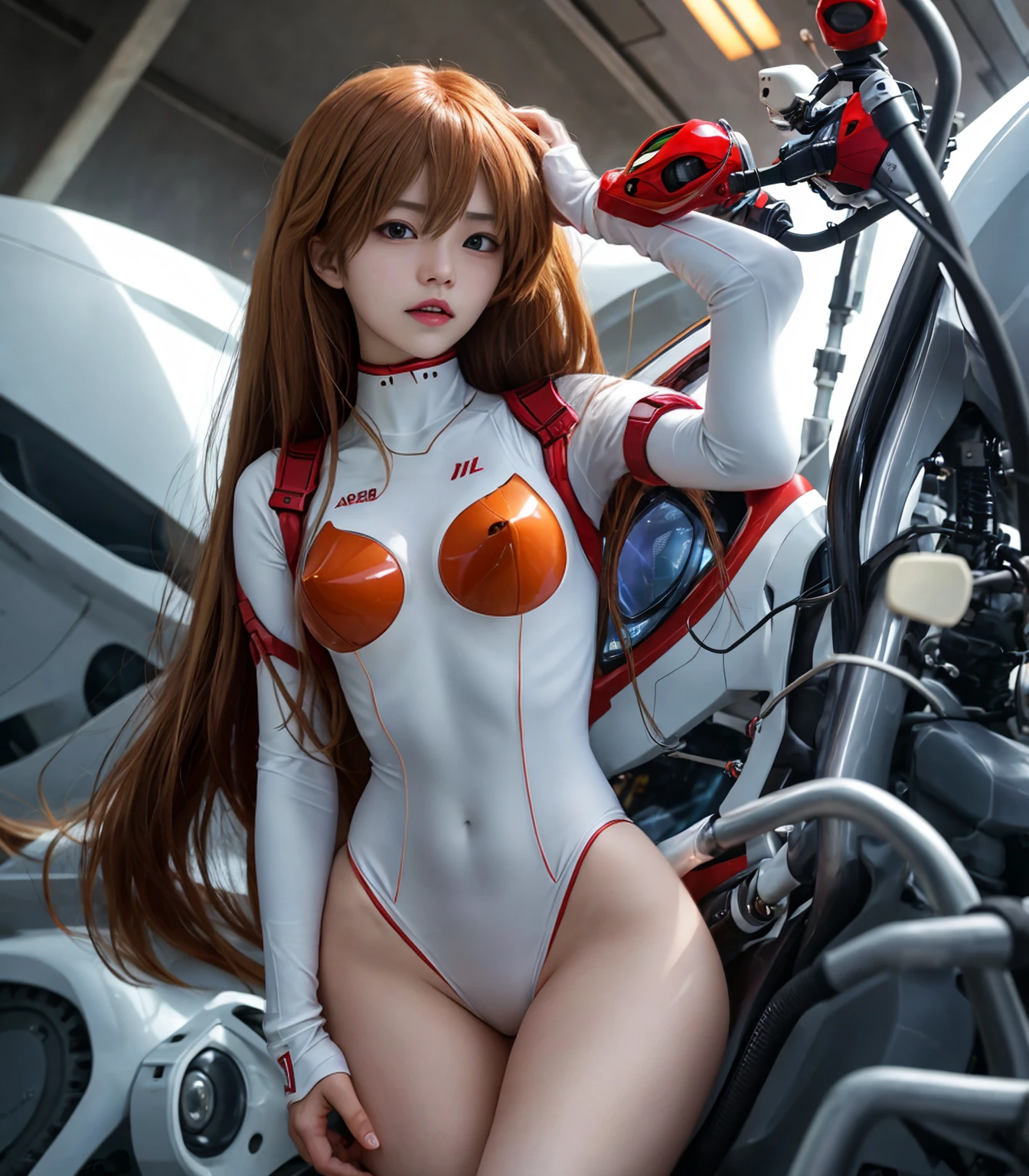 masterpiece,highest quality,High resolution,Full Body View,White jacket,Red innerwear,Belly button,Belted denim mini shorts,The heroine in white cowboy boots,Perfect Legs,Perfect Skin,Perfect Arms,Abdominal muscles,The background is an abandoned factory, short hair, naked portrait, nude photography, shiny nipple, show armpit