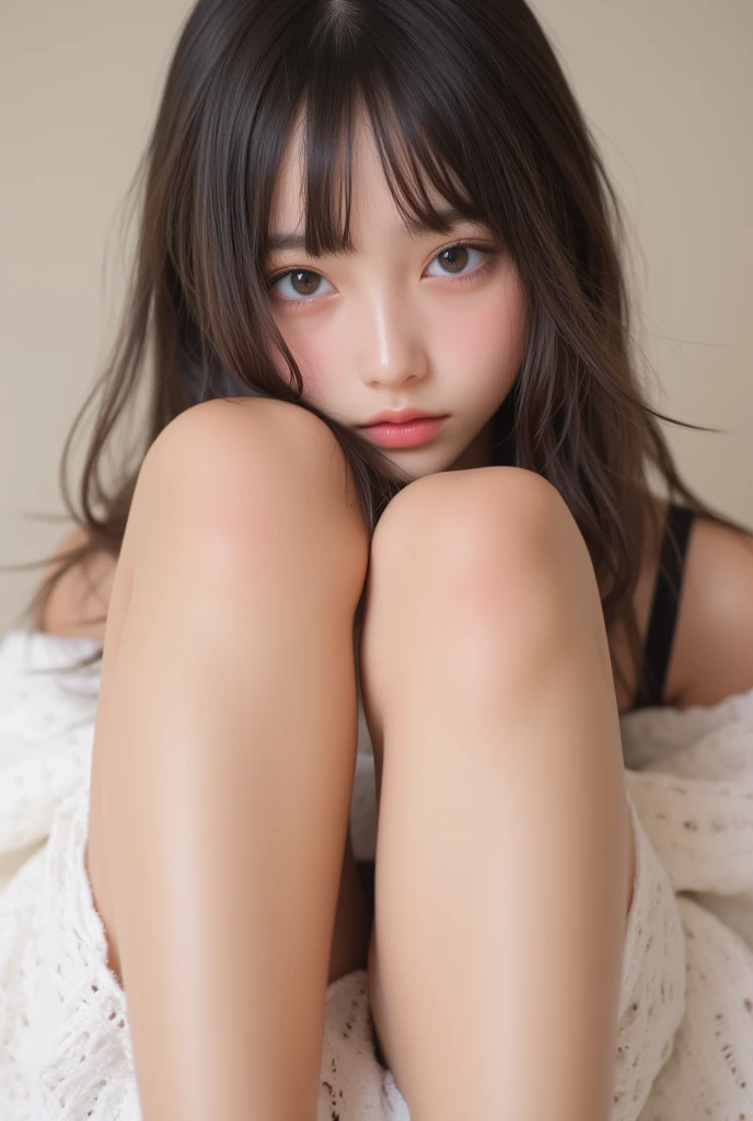 photo realistic, (masterpiece, best quality), 1girl,cute,show her panty,baby face,eyes with large irises, small mouth, fresh lips,nose blush,white beret hat,braid bunches hair,dark blue hair,mini skirt,over knee socks,white panty,(camel toe),see-through rainboots,5finger, smiling, intricate details, depth of field,beautiful lighting, volumetric lighting, dynamic angle, (photographic portrait), sharp,