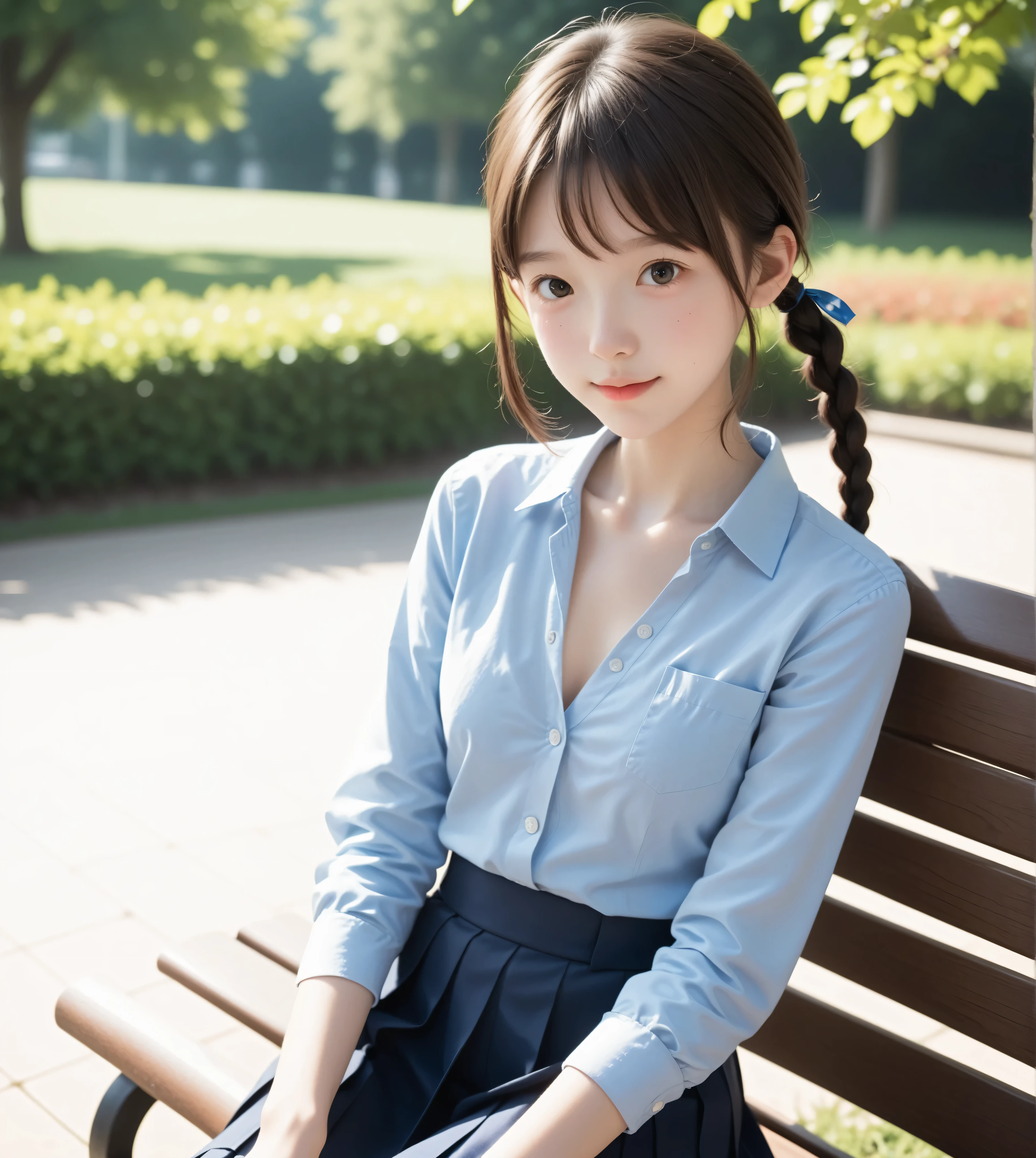 (Two Girls), (Very detailed美しい顔), Great face and eyes, (highest quality:1.4), (Very detailed), (very detailed CG synthesis 8k wallpaper), Very detailed, High-resolution RAW color photos, Professional photography, Realistic portraits, Great face and eyes, Pink Eyes, (High , Pleated mini skirt:1.3), Twin tails, Brown Hair, model,  (((Bokeh))), Depth of written boundary, School, classroom,