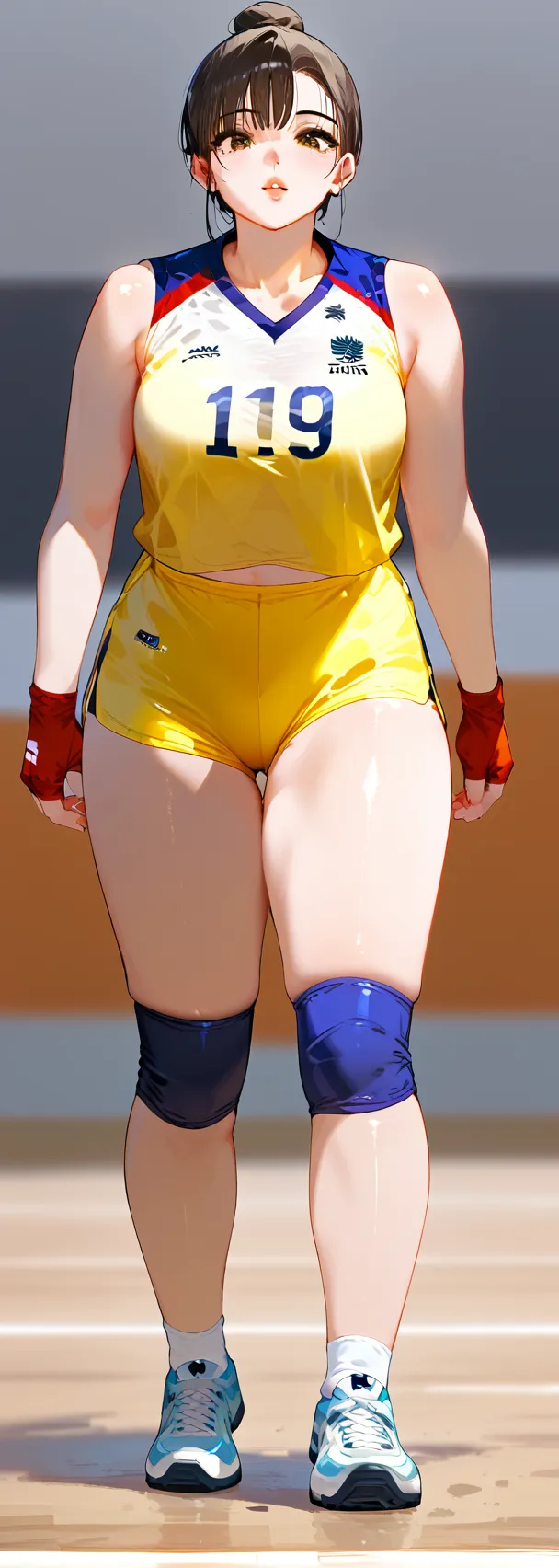 ((best quality)), ((masterpiece)), (detailed), perfect face Cammy White wearing cap, gloves and long sleeve leotard squatting barefoot.