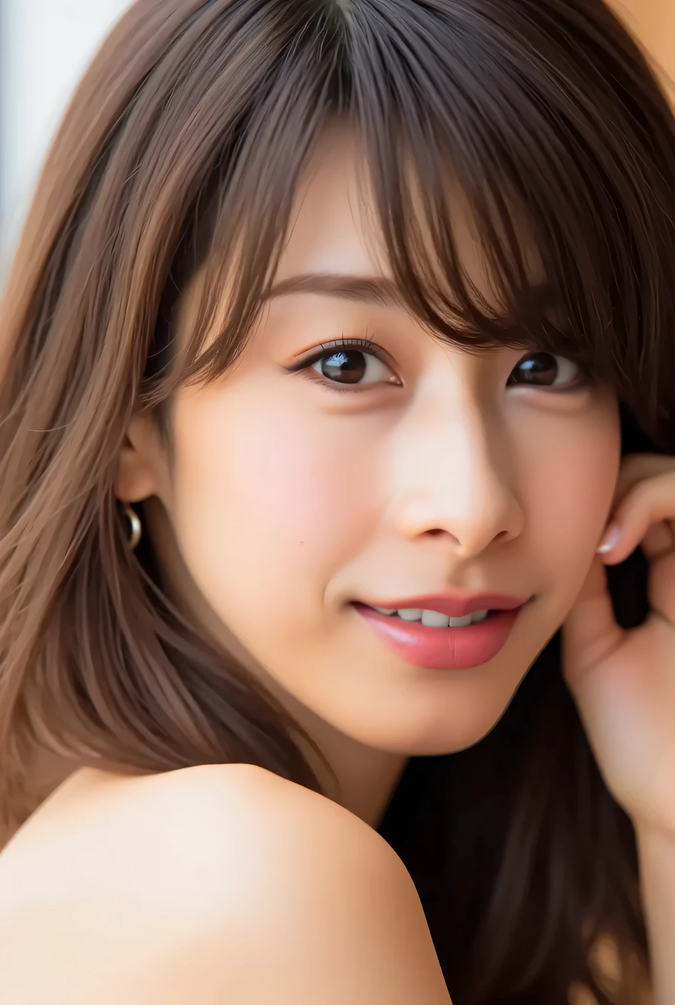 ayako, looking at viewer, beautiful skin, beautiful eyes, beautiful face, highly detailed eyes, make up, masterpiece, Super Details, Best lighting, Realistic and Realistic Pictures, high definition RAW color pictures, slightly smile, girl