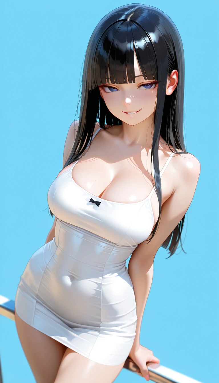 girl, smile, bodycon dress, Hyper Realistic, masterpiece