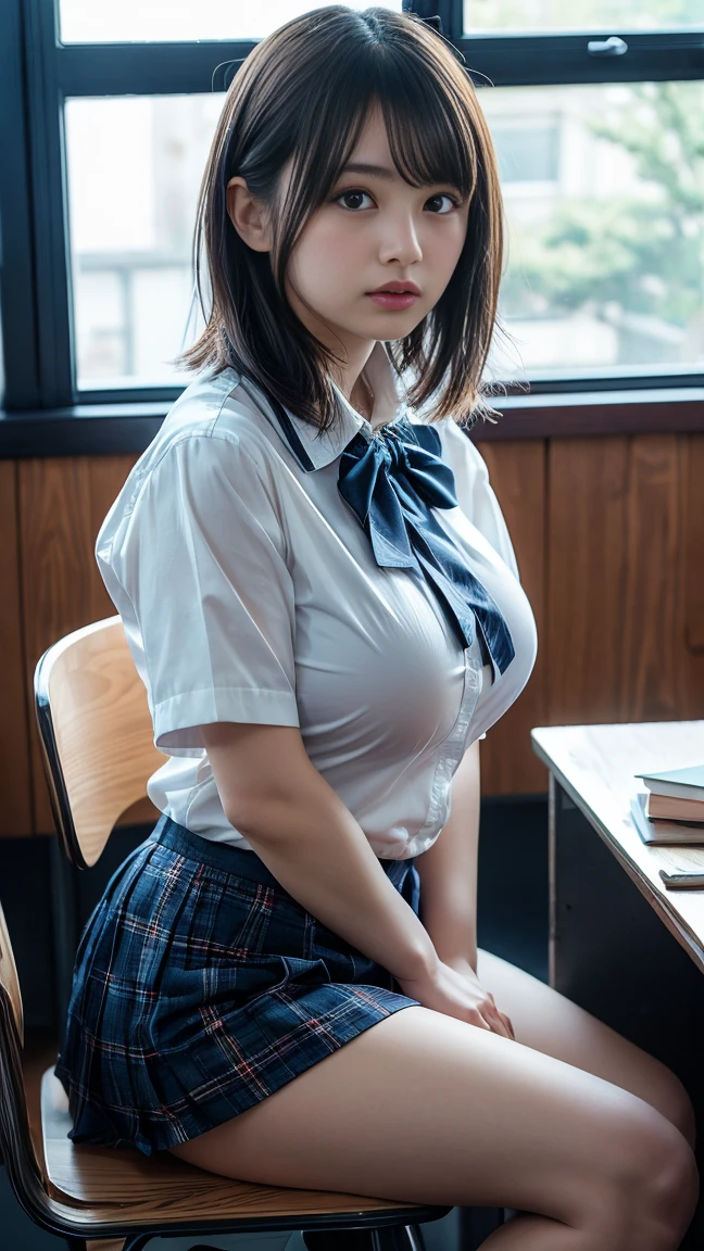((NSFW)),((Solo Photo:1.8)),(highest quality:1.3),(RAW Photos,Realistic:1.3),(Apartment interior,Sit on:1.5),(Fine skin,Detailed face),((Wearing a white sailor:1.7,Shirt lift:2.8,),(cute:1.9,),(12 years old,japanese schoolgirl:1.8),((blush:1.5)),(Embarrassing:1.6),(In 8K),(Look at the audience:1.5),((big breasts:170.8,:,Big Ass:1.3)),(bobcut:1.5),natural light brown hair,(Natural skin texture,Fine skin, Hyperrealism),Troubled face:1.2,Embarrassed:1.3,(Natural and detailed vagina,Legs wide open:1.6),