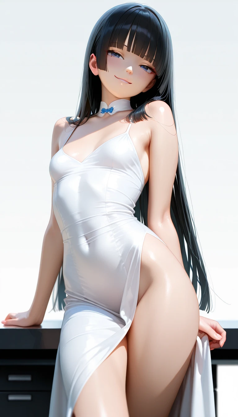 Kujou Sara, Adorable girl . very cute , Round face . alone , slim , Medium chest , low length . Glowing Skin . Plain white t-shirt . tight white shorts . Dynamic Angle . No background , (((White Background))) , View your viewers, darker shadow, (((Absurd))), (((Underbust))), (((No sleeve))), (((Removed))), (((Ulzzang))), (((Thigh Gap))),