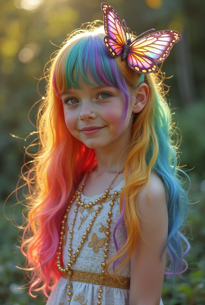Portrait photo of a 8 year old czech girl wearing reavealing short tight glossy strapless neon yellow underboob corset with tiny tight tight pencil lingerie skirt, completely nude, hourglass waist, pink thigh high boots, very long wavy hair, hair in long high top disco curls, hairband, ribbon, nipple pasties, multicoloured rainbow hair, look up at camera, sexy pose, bedroom background, backlit, (cinematic:1.5), epic realistic, hyperdetailed, insane details, intricate details, accent lighting, soft volumetric light, bokeh, (dramatic light:1.2), (neutral colors:1.3), cross process
