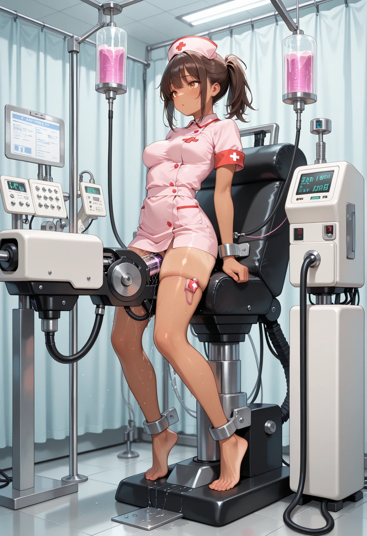 nsfw,A cute girl, a hospital nurse, and a medical intern、Soryu Asuka Langley、University hospital examination room、A medical trainee is observing、The upper half of the body is wearing a junior high .、Face down on bed、On all fours、Pussy and anus sticking out、Having an anal examination、An angle where the entire examination room can be seen、A finger is inserted into the anus、extreme insertion、operating room, chair
