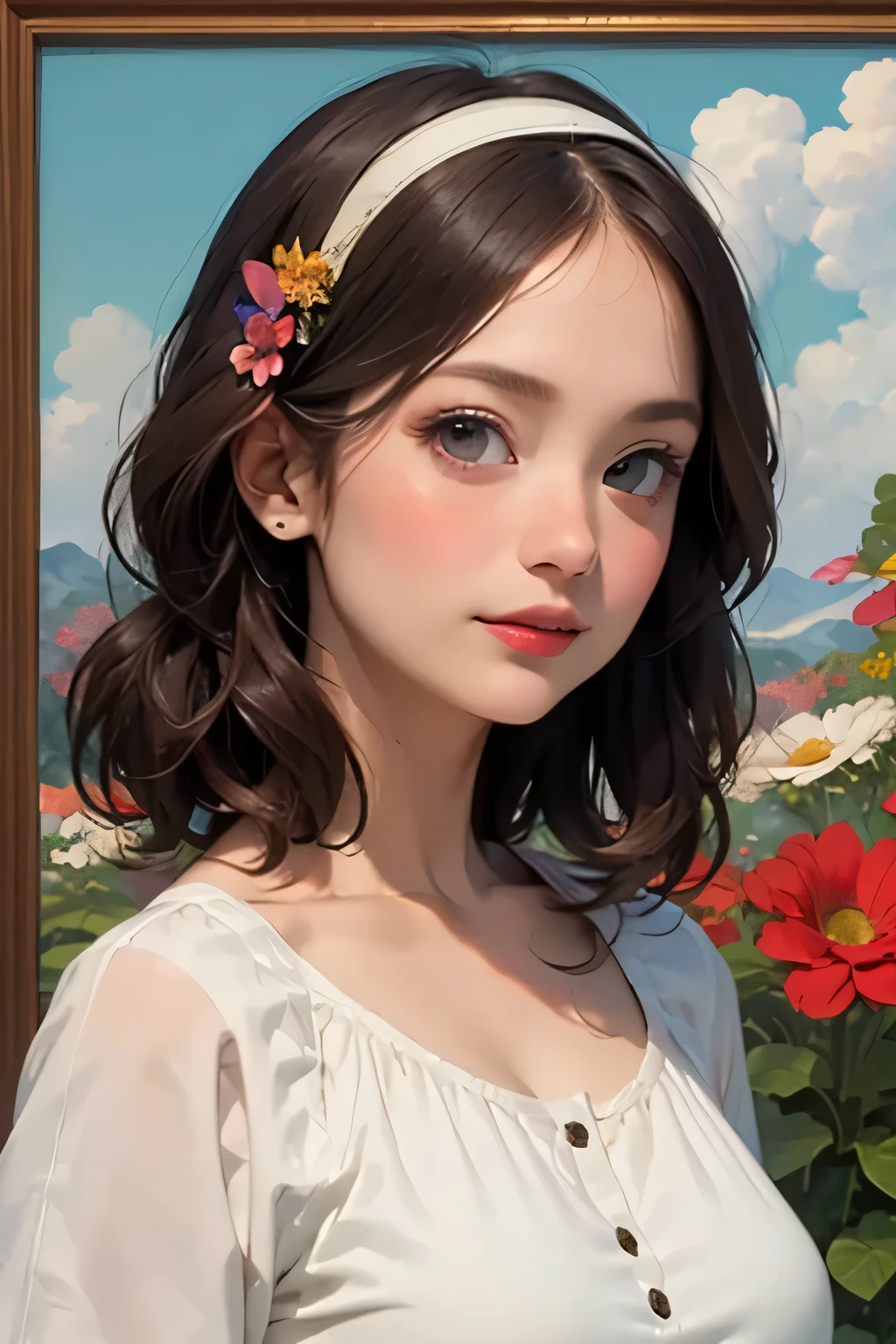 a girl painting in a colorful garden,oil painting,detailed flowers, vibrant colors, fine brushstrokes,soft lighting,beautiful detailed eyes,beautiful detailed lips,an easel with canvas,artistic expression,happy and focused expression,a vivid palette,loose brushwork,impressionistic style