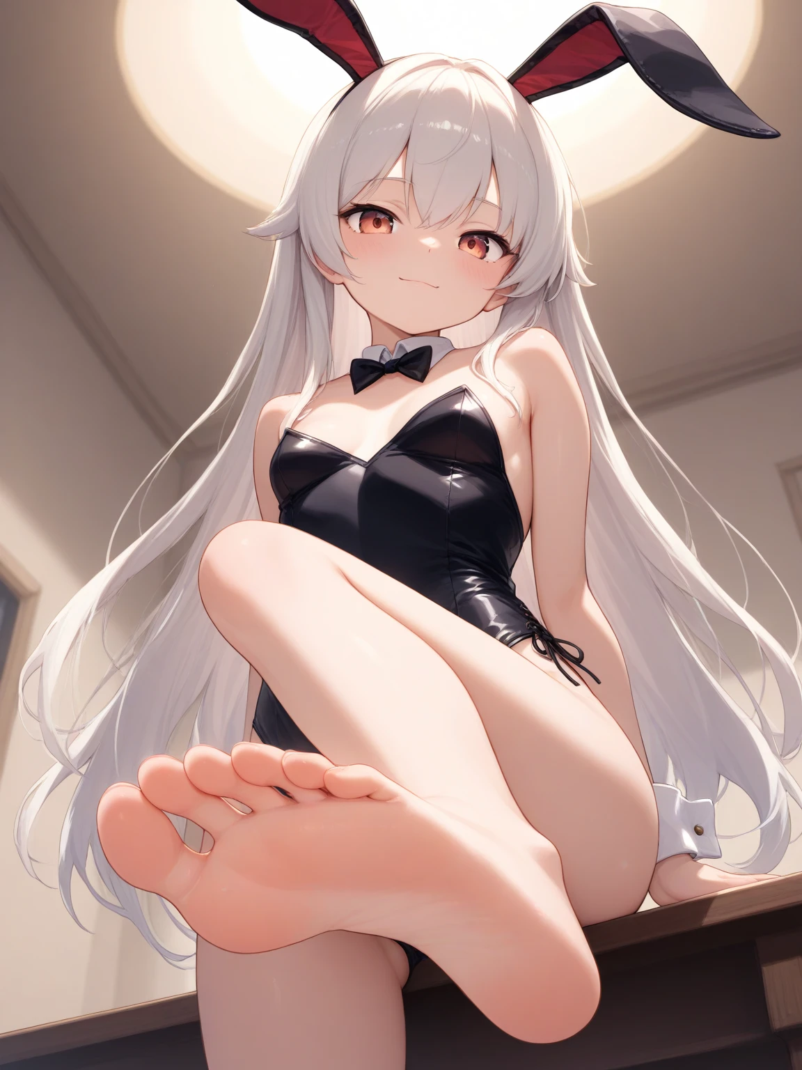 best quality, (masterpiece:1.2), detailed,Alice, ((Lori)), Only 1 person, girl, 14 years old, (((sell))),gray hair, long hair, red eyes, Huge, erect nipples , ((Pussy exposure)), (((Breast exposure))), ((top is naked)), ((Wearing only a latex miniskirt)), (((Very slender waist))), (wide open pussy), (((whole body))), ((Wear high heels)), (Thigh high socks), ((small body)), ((realistic skin)), (Oil-skin), ((perfect front)),
((A latex miniskirt that is so short that your pussy is visible. )), cleavage cutout, thighs,Spread your legs, head tilt, looking at the viewer, (The background is a white space with nothing in it.), nsfw, ((PUSSY)),