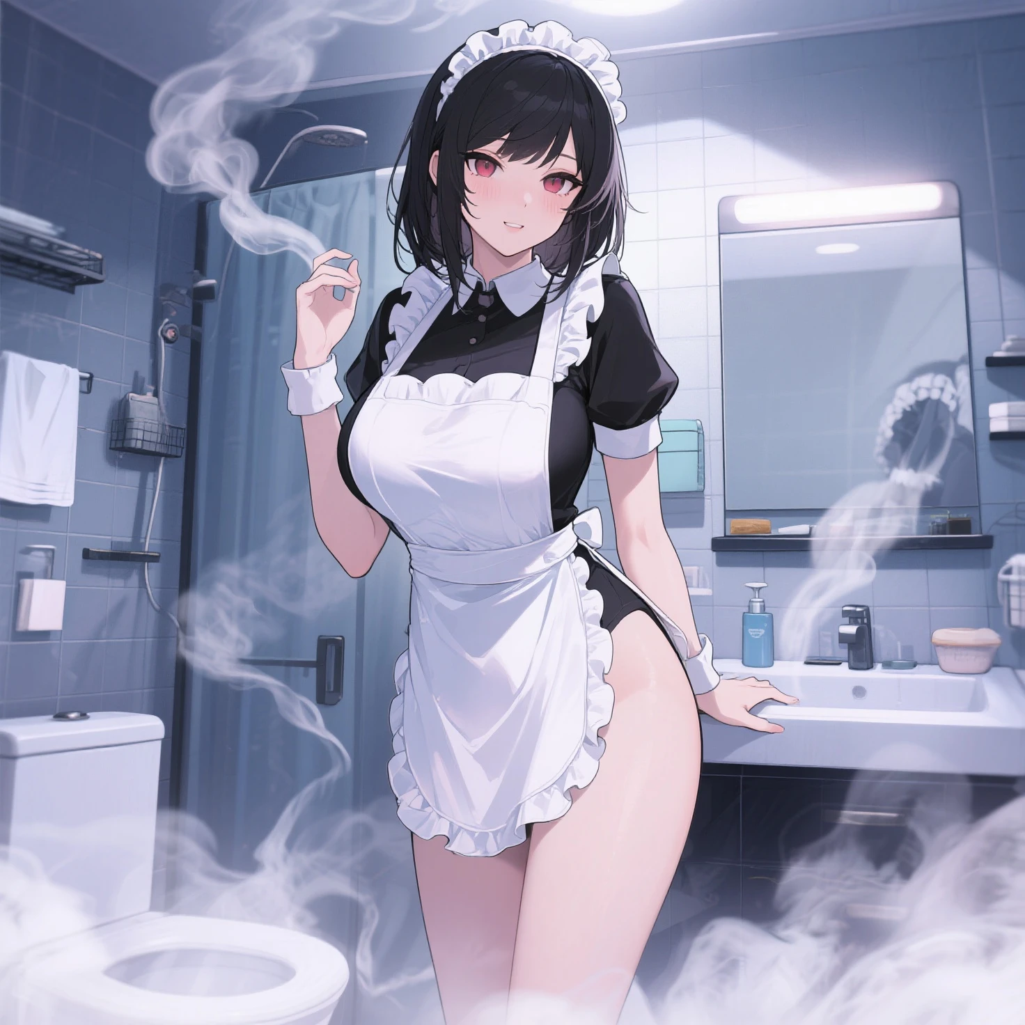 black hair girl,whitestocking,Bare legged,Flushing on the face,quadratic element,The whole body is soaked and dripping,Feet cocked,is shy,kneeling on a bed,A high resolution,Need
