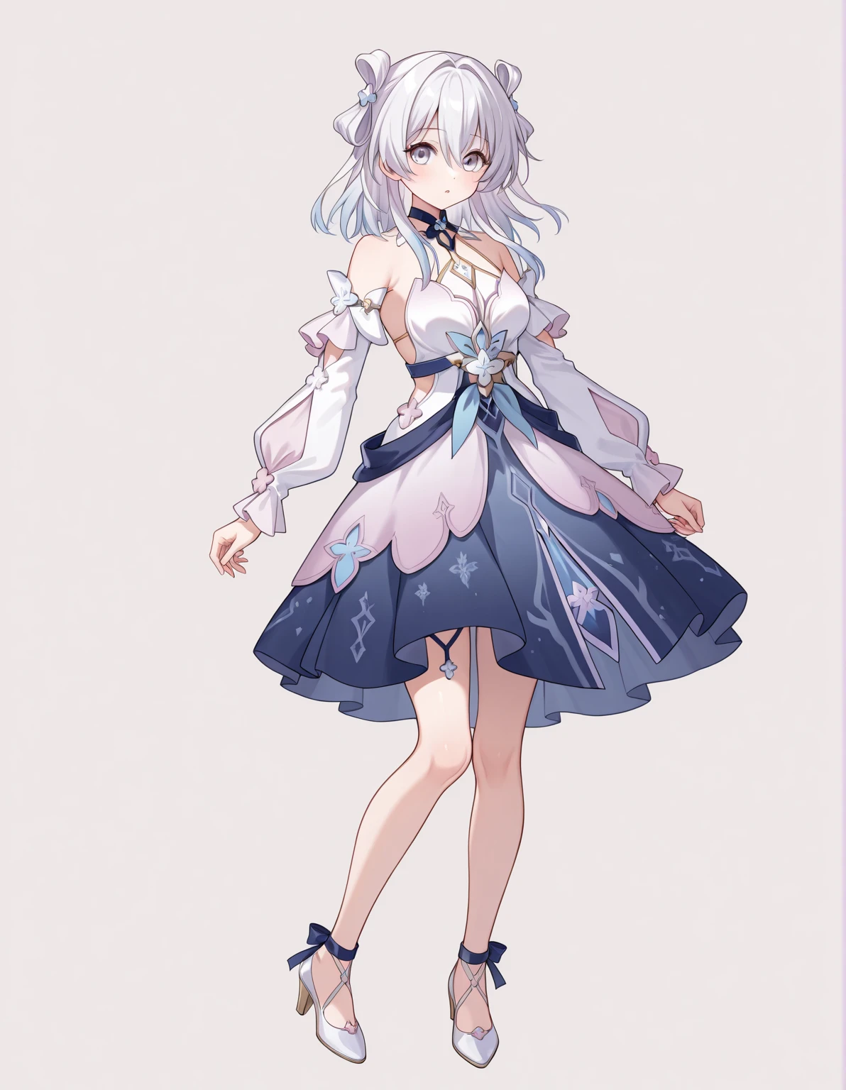anime girl in a purple dress with a flower in her hand, cute anime waifu in a nice dress, astral witch clothes, lunar themed attire, cushart krenz key art feminine, pretty anime character design, anime full body illustration, in dress, dressed with long fluent clothes, beautiful full body concept art, wearing fantasy formal clothing,Rich in details,Masterpiece,Clean shaping,Dress,Anime style