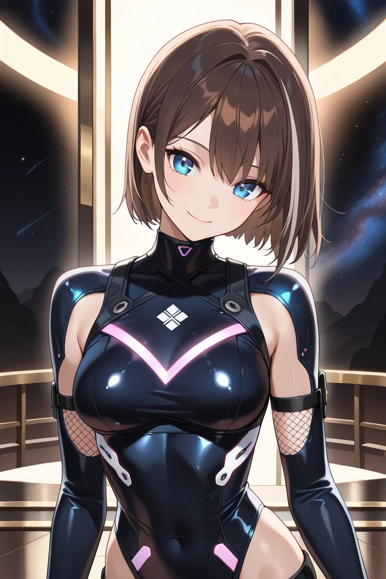 (Photorealistic:1.4)、(,20-year-old:1.5),(masterpiece、Blue lighting:1.5、Blue lens flare:1.5、Blue spot light:1.2、Exquisite beautiful eye:1.5,portlate),(kind eyes、tareme:1.9),(In the dark、Illuminated by blue lighting from the front:1.8、deep shadows:1.5)
、Cute Face、 3D Face、(light brown hair:1.5)、(pixie cut),(sidelock :1.5),(blunt bangs:1.3),(1 woman)、(Red eyes:1.2)、(upper body:1.5)、(clear face:1.5)、(head tilt) ,(Cute face:1.2),(flat chest),(),kind face,(white Bodysuit with cut out),(black background:1.5)、()、()、 Neat and clean、Adorable、Demure,Slim Body(),Shiny Hair、()、Nijisketch,Manga,smiley face, grin
