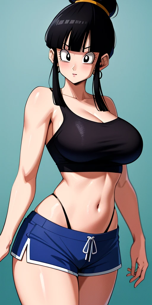 ((highest quality, 8K, masterpiece :1.3)), 1 girl, A cute woman who emphasizes her slender abdominal muscles :1.3, (random hairstyle, big breasts :1.2),Tank top :1.2, super detailed face, fine eyes, double eyelid,NSFW,sexy girl,big ass,spread legs