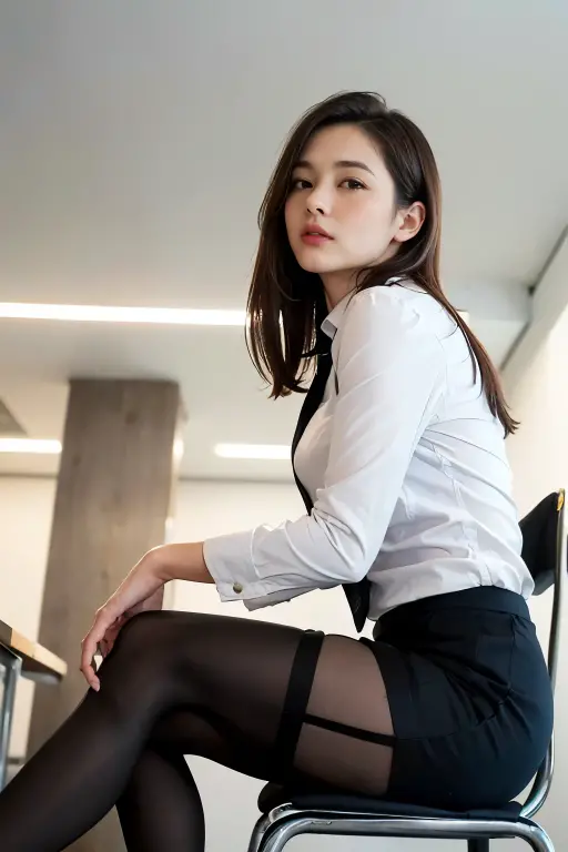 highest quality,Best image quality,Ultra-high resolution,8K,(Hyperrealism:1.1),High saturation,(Realistic:1.2),Accurate anatomy,Depth of written boundary,Ideal Body,Adult women,Japanese,cute,Adult expression,(Red face:1.2),Adult sex appeal,long black wavy hair,(Droopy eyes:1.2),slightly thick lips,(E cup breasts:1.2),Soft Breasts,Rounded ass,big butt,Realistic Skin,(sunburned:1.4),(Wheat skin:1.4),Height: 164cm,(secretary:1.4),(Woman crouching down:1.4),(Holding a file in his left hand:1.2),(Holding a pen in his right hand:1.2),Kneel,(Random sexy poses for girls:1.2),President's office,Inside the room,Red Lingerie,(Dark beige tight skirt:1.2),(Slit in skirt:1.2),(White buttoned blouse:1.2),(Black jacket:1.2),(Black fine-grained stockings:1.2),(Black Stockings:1.2),I can see her lingerie,(A blouse that looks like it's going to tear:1.3),