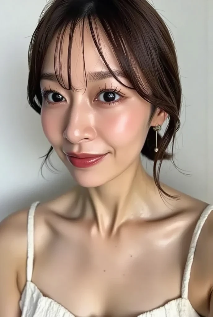 (Realistic:1.3、Ultra HD、Ultra-high resolution、8K、Japanese Housewife、寝室でBlowjobチオをするMature Woman、At the bed)、((Look Viewer:1.8))、(Extremely realistic skin texture:1.4)、(Realistic:1.3)、short hair、((Embarrassed expression:1.5))、(blonde:1.5)、48-year-old woman、Mature Woman、Ponytail Hairstyles、(Brown eyes:1.3)、(Face close-up:1.38)、(Sweaty:1.2)、(Nipplesを見せる)、((衣服から突き出たNipples,))、dress、美しいNipples、Nipples、Drooling、((Blowjob、Cum in mouth、Bukkake))