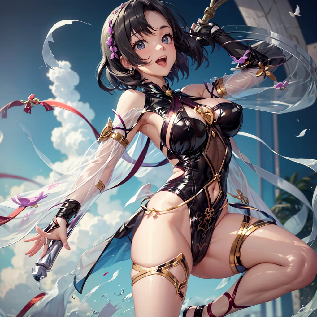 1girl, Angle from the front, Angle from below, The girl bends forward to show off her breasts、(Talim), (Tanned shiny black skin:1.6)、Squint your eyes, ((Narrowing his eyes and grinning with a devilish smile)), (5 years old girl), blondes、Twin tails、forehead、Small breasts, hat, ((((arabian clothes, see-through)), (micro bandeau), (areola slip), small breasts, (shorts), (jewelry)))、desert, ((Sahara))、(((footjob))), 1penis, under hair, ((eject cum)), ((acrobatics pose)),
