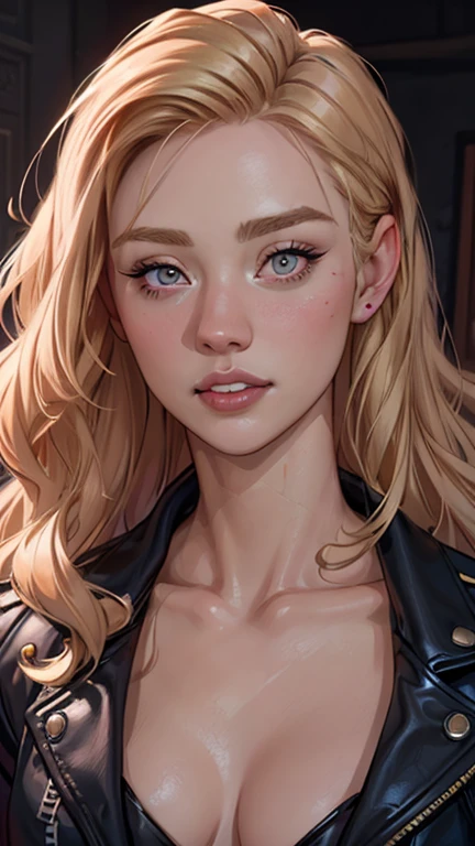 (Masterpiece - Ultra-Detailed, High Resolution) woman 40 years old, a woman (johanna constantine), wearing a brown overcoat , very long blond hair, curly hair, (blond hair), (dark blue 1 eyes), black choker . Indifferent look , merciless, dinamic poses, egoist smile, smoking