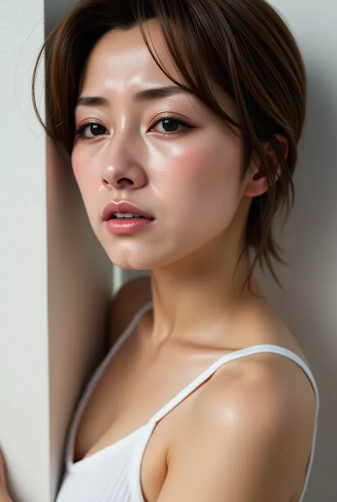 8k,Highest quality, masterpiece, Ultra-high resolution, (Realistic:1.4), RAW Photos, (Real skin texture:1.3), (Film Grain:1.3), (Selfie angle),One girl,Beautiful and detailed eyes and face,masterpiece, Highest quality,close,Completely naked,Mouth half open
