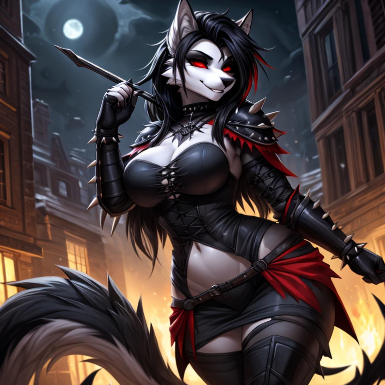 1 mujer junkotvv pelo largo negro con flequillo y con orejas de gato y ojos rojos a warrior resting in bonfire, high quality, masterpiece, dark theme, dark souls theme,  (fullbody sentada frente a un bonfire )