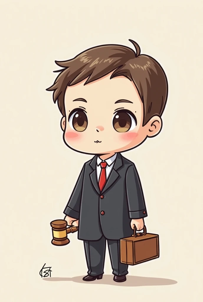 A child dressed in a suit and tie holding a judge&#39;s gavel 