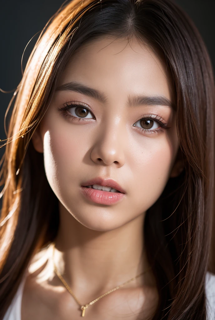 ((Midnight, Best Quality, 8K, Realistic)), Full Body: 1.4, Slender Abs: 1.2, ((Tied dark brown hair: 1.2, Medium Breasts: 1.2)), (Tight tshirt: 1.1, Sitting: 1.2, Natural makeup), (Outdoor, Simple dinner table, Outside restaurant, Realistic crowded background, Night lights: 1.1), Highly detailed face and skin texture, detailed eyes, double eyelids, face looking at the camera, selfie camera view, (Holding the camera: 1.1, Selfie: 1.2)
