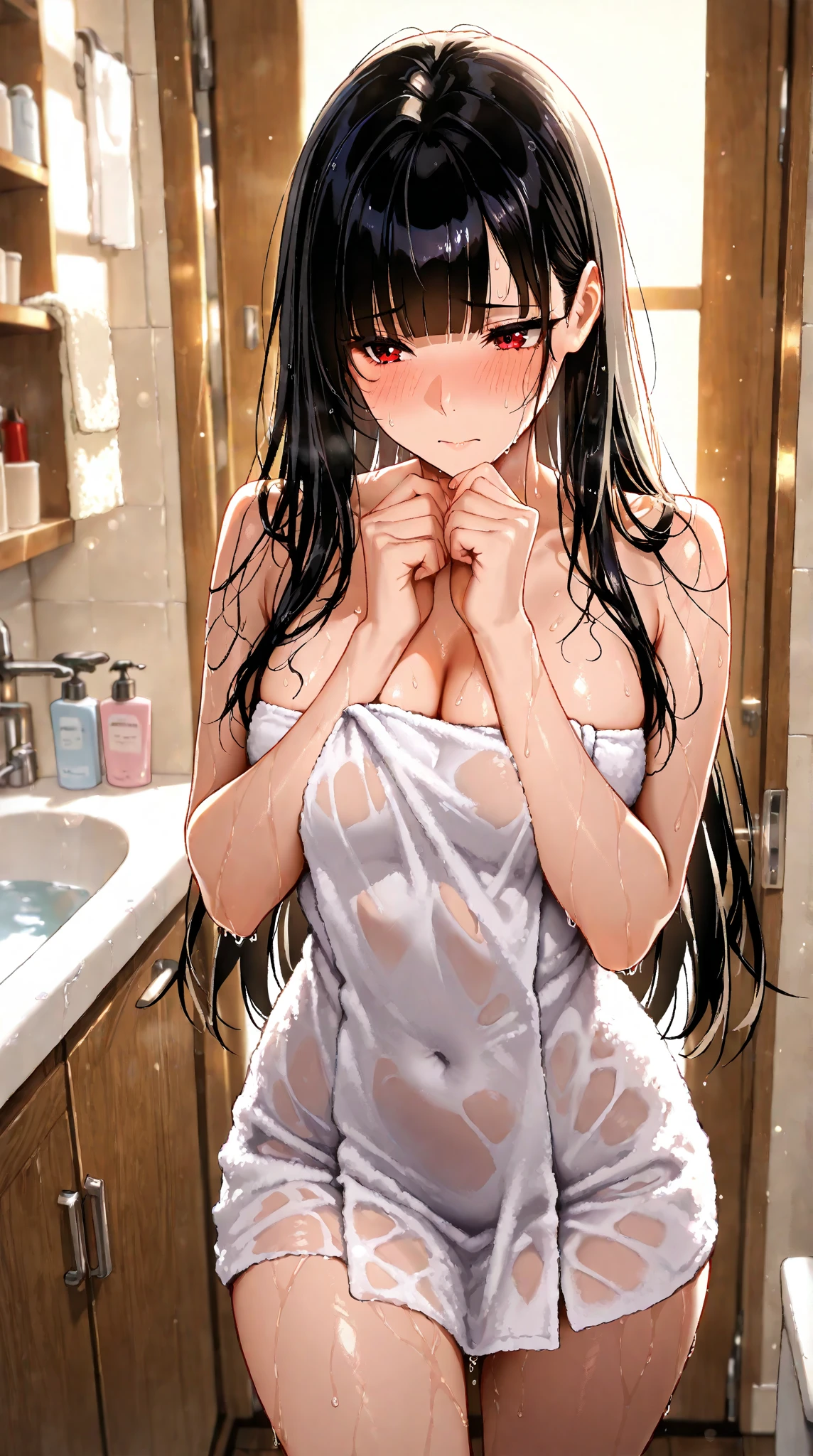 (((nsfw))),(((((((ultra detailed)))))))),((((((((in small Private room)))))))),(((black wall))),((((((on the black bed)))))),(((((1loli))))),(((((petite))))),(((((large breasts))))),(((((nude))))),(((squatting openlegs))),(((Pushing hips forward))),((((spread pussy)))),((((pussy juice)))),((((sweat)))),(((((steam))))),(((((arm up))))),(((((armpit))))),((((((hand in own hair)))))),((((very long straight hair)))),(((black hair))),((smile)),(happy),surprised,(afterglow),orgasm,((open mouth)),(((((cum on hair))))),(((((excessive cum))))),(((((cum in pussy))))),((((((cum drip)))))),((((cum facial)))),((((cum on belly))))