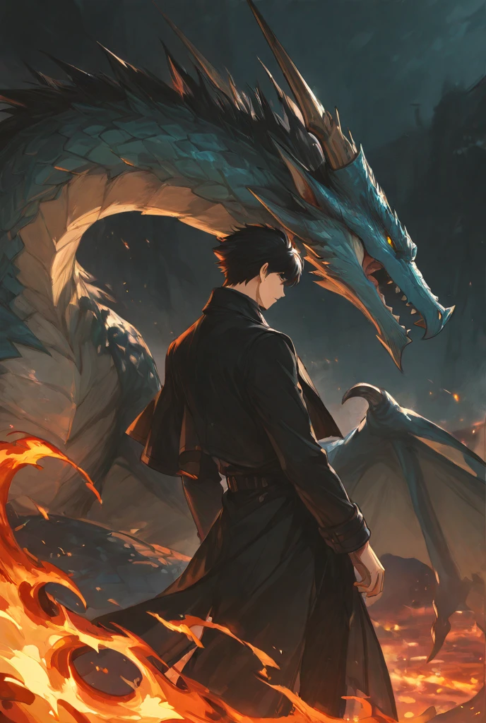 absurd, highres, ultra detailed, moody lighting, quiet, calm, brightness, masterpiece, best quality, 1girl, dark fantasy movie of the 90s yet, menacing dragon next door