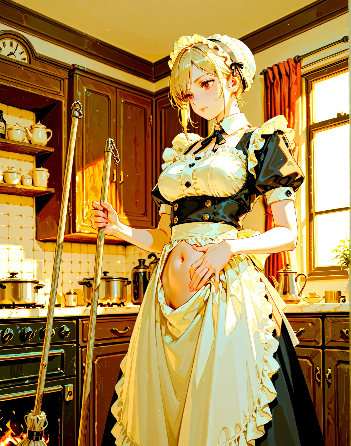 there is a woman in a maid outfit posing for a picture, cosplay of a catgirl! maid! dress, maid outfit, anime girl in a maid costume, maid dress, wearing maid uniform, ((maid costume(short), anime cat girl in a maid costume, in a fancy dress, dressed in a frilly ((ragged)), full body with costume, pink hair, ((wearing a (diaper), cat tail