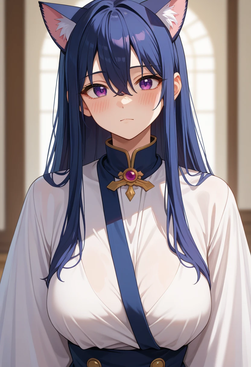 shanpuuranma, large_breasts, standing, solo, Chinese_amazon_warrior_Outfit_SMP,, masterpiece, best quality, detailed face, detailed eyes, highres, cleavage ,((upper body)), detailed face, detailed body,((full colored)),(blush:1.2),(wet clothes),nipples