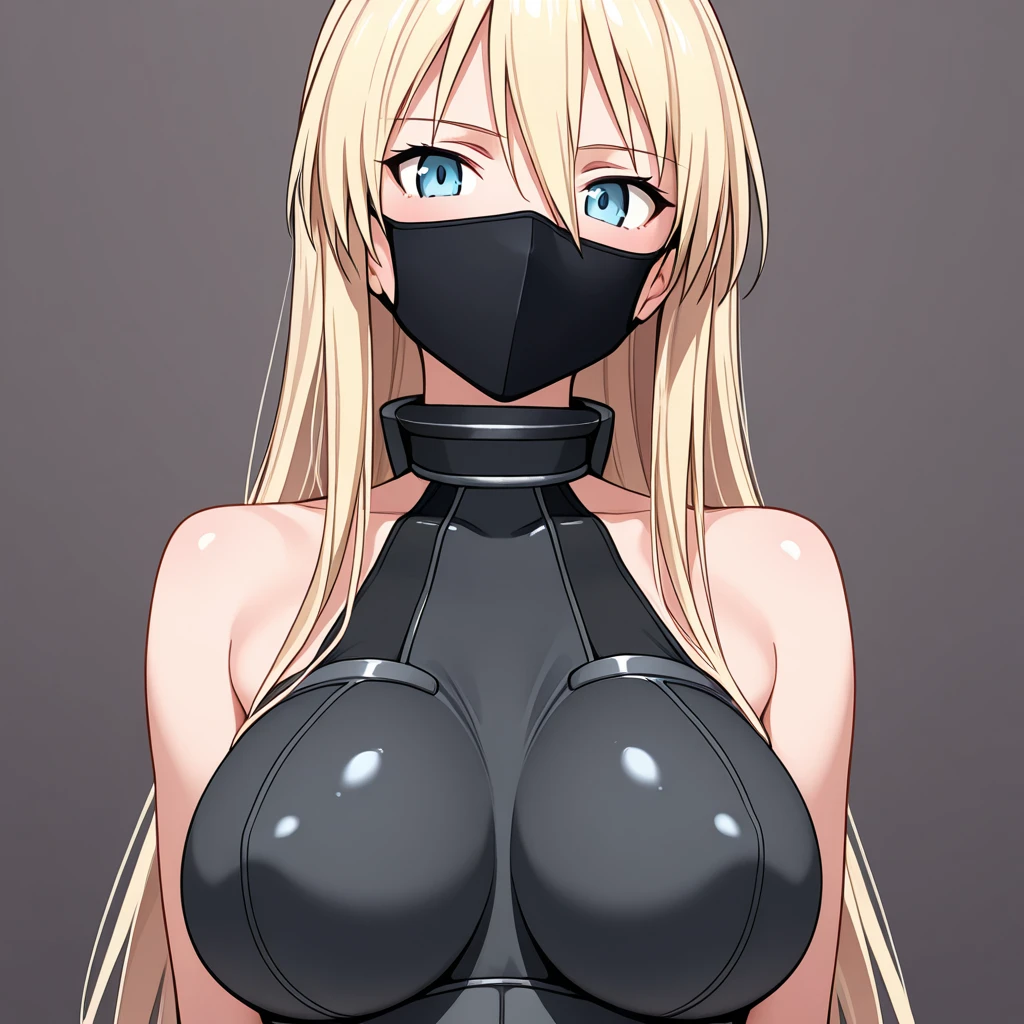 Drawing of ((best quality)), ((masterpiece)), (detailed), perfect face,dutch angle, torso shot, perfect face,super s mask,hart shaped pupils, gothic, solo 1super s, bondage outfit, spikes, spiked collar, black flower,spiked whip, collar, hair ornament, long platinum blonde hair, heart, thigh highs, huge breasts, bdsm bikini, bondage straps , gloves, holding whip, looking at viewer, navel, super-S from manga "one punch man”, medium shot, lighting, artwork, blank background