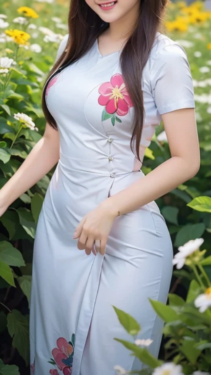 Burmese girl red Silk dress attractive curvy full body.  Friends full-length bikini, ( dress) reflective long dress painted with flower patterns, only dress.  hi gh hips  High resolution  High resolution  natural background  High resolution  HD  3D,  8K cartoon anime 