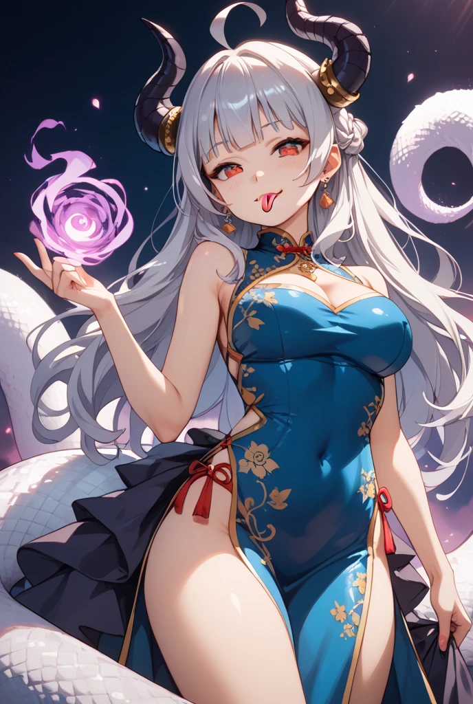 Colored line art night quiet starry sky and lake water, water lily, Bridge, Very realistic and detailed painting, Pencil, Colored pencils,８Giant snake with beautiful female body、((huge bust:1.5))Brilliant Hydra、Legendary Serpent Dragon、It's beautiful８Man Woman、Snake-print bodysuit that wraps around the whole body、
