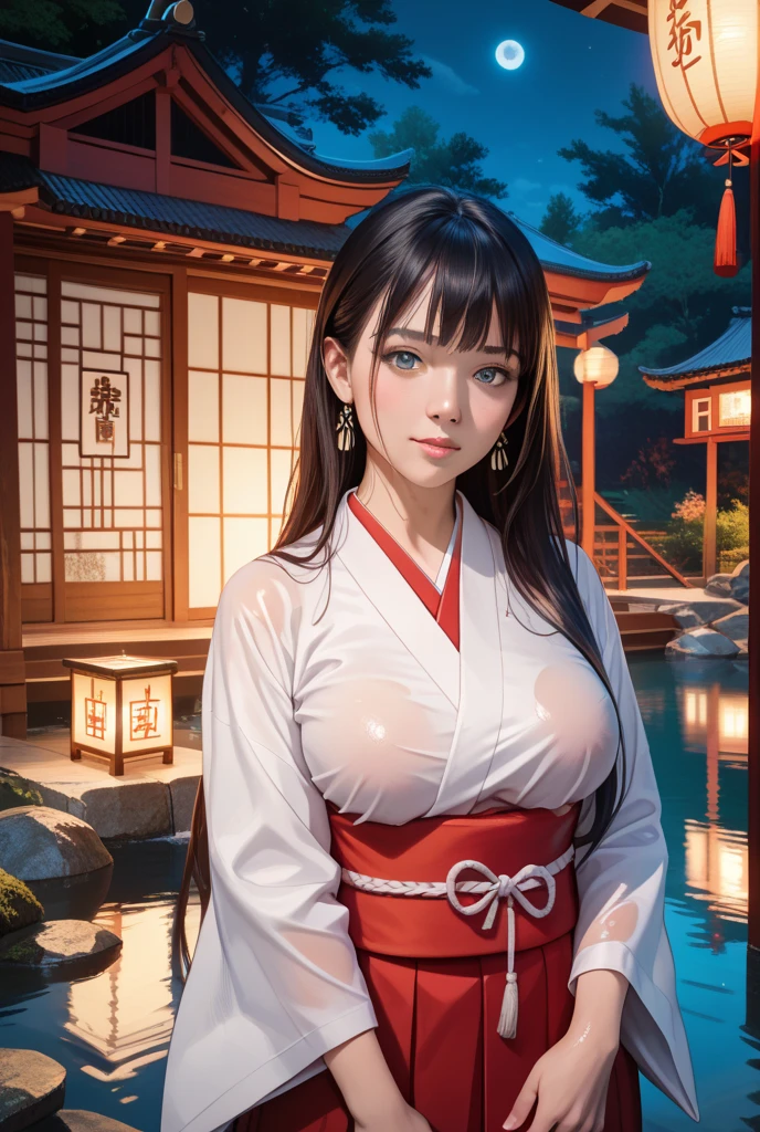 ((Waterfall basin on a moonlit night)),((beautiful woman standing in the pond)),((Beautiful half-naked woman inside a beautiful waterfall basin)), ((Sharp bewitching eyes))、((A sexy))、(((See-through kimono:1.3)))、((Kimono made of thin cloth wet with water:1)), pale skin、(((1 girl in:1))), ((pale skin))、Melancholy beautiful face、Beautiful expression、Sexy face、Nipple bumps, (((Lower breast)))、(((Beautiful breasts ))), Beautiful 、long boots、Super fine face、Delicat eyes、(Double eyelids)、 (((1 Japan Woman)))、 Beautie, 20yr old,((open japanese see through clothes)),