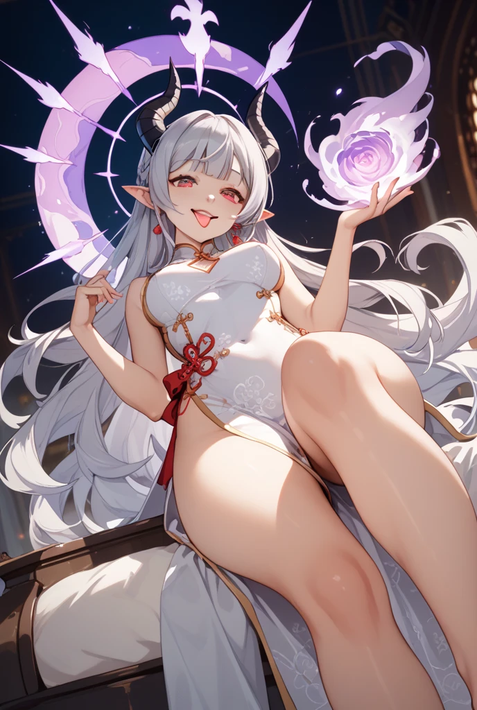 Transparent hair、hime-cut、Golden Eyes、eye glasses、ssmile、early teenage girls、flat chest、Thin pubic hair、Beautiful open legs、robe
