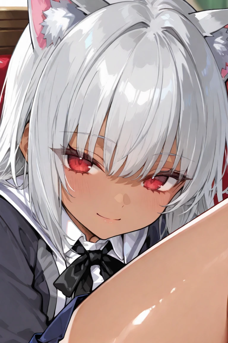 blush, close, Spreading pussy, Spread your legs, heart, (Sex:1.4), throw, From above, Big Breasts, orgasm face, Cum in pussy, Silver Hair, Yellow Eyes, short hair