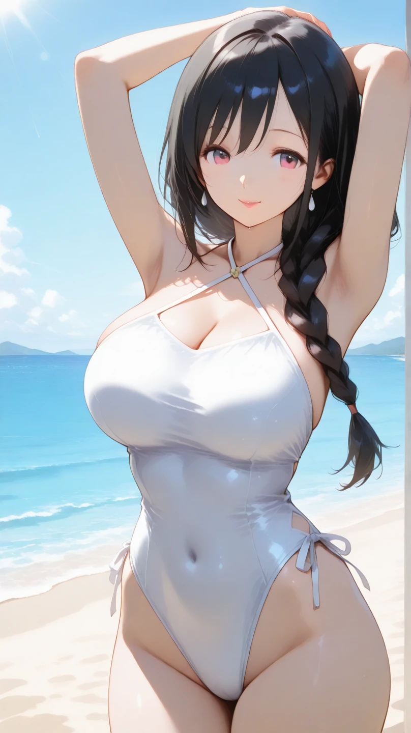 tmasterpiece， Awesome， peeping at the viewer， Realistis， The whole body is in the shot， on the lap， squatt， brunette color hair， long whitr hair， Thorough， large tall， Force real water， White less cloth transparent mini shirt， White transparent thong， beachside， RAWE is very detailed， ahegao， roll eyes， Be red in the face，， Sticky tongue， Vaginal rupture， Leucorrhoea， very Bigger breasts， Grasp your breasts with both hands，spread their legs， sexually arousing， sexual expressio， Glossy glossy skin。Tongue stock,Makeup,cheerfulness,Reflectors,ahegao,Pink eyes,Heart earrings,1,Solo,Female pervert,hair flower,Long hair,multicolored hair,Shiny hair,